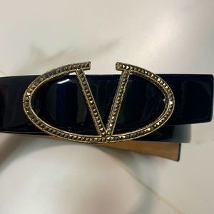 Valentino leather belt patent black 80 32